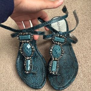 Blue Beaded Women's Sandals